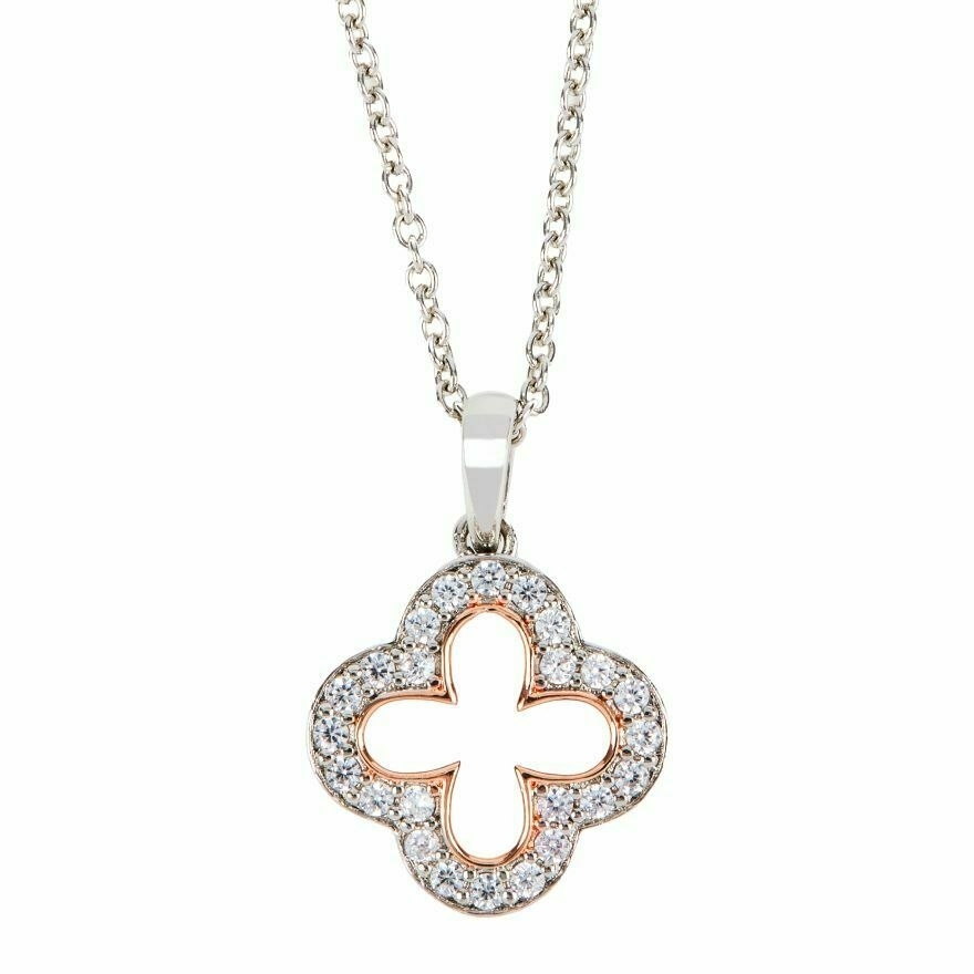 Quatrefoil White Topaz Sterling Silver Necklace