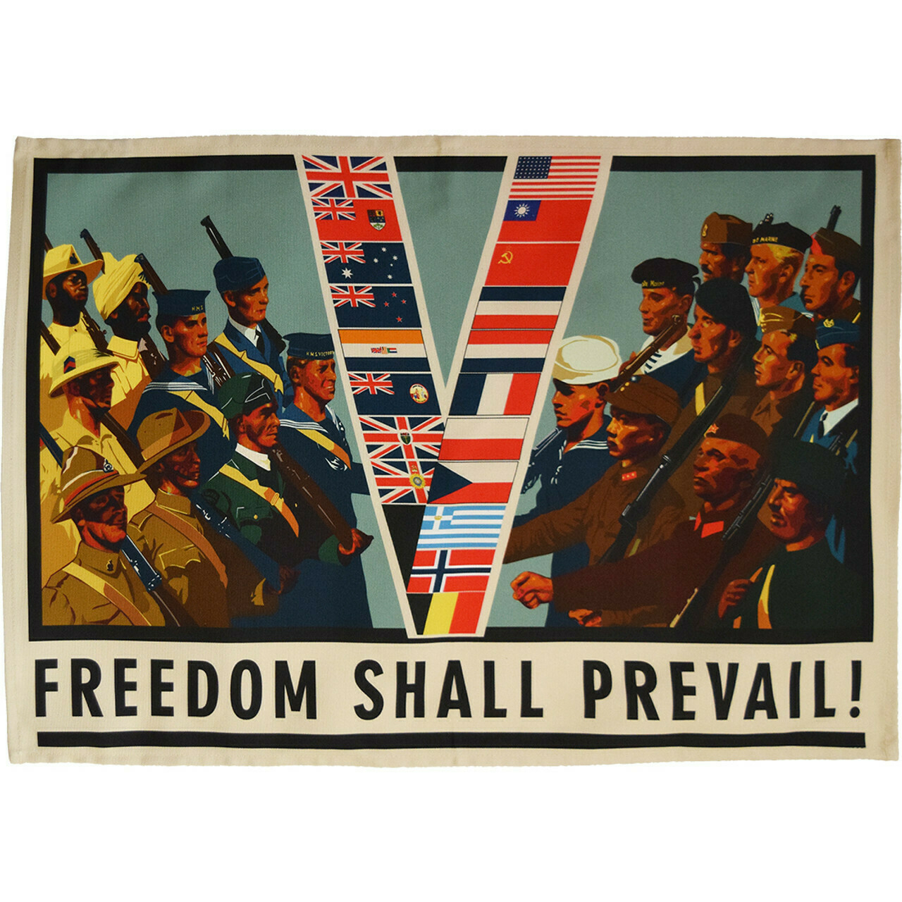 World War II Allied Victory tea towel