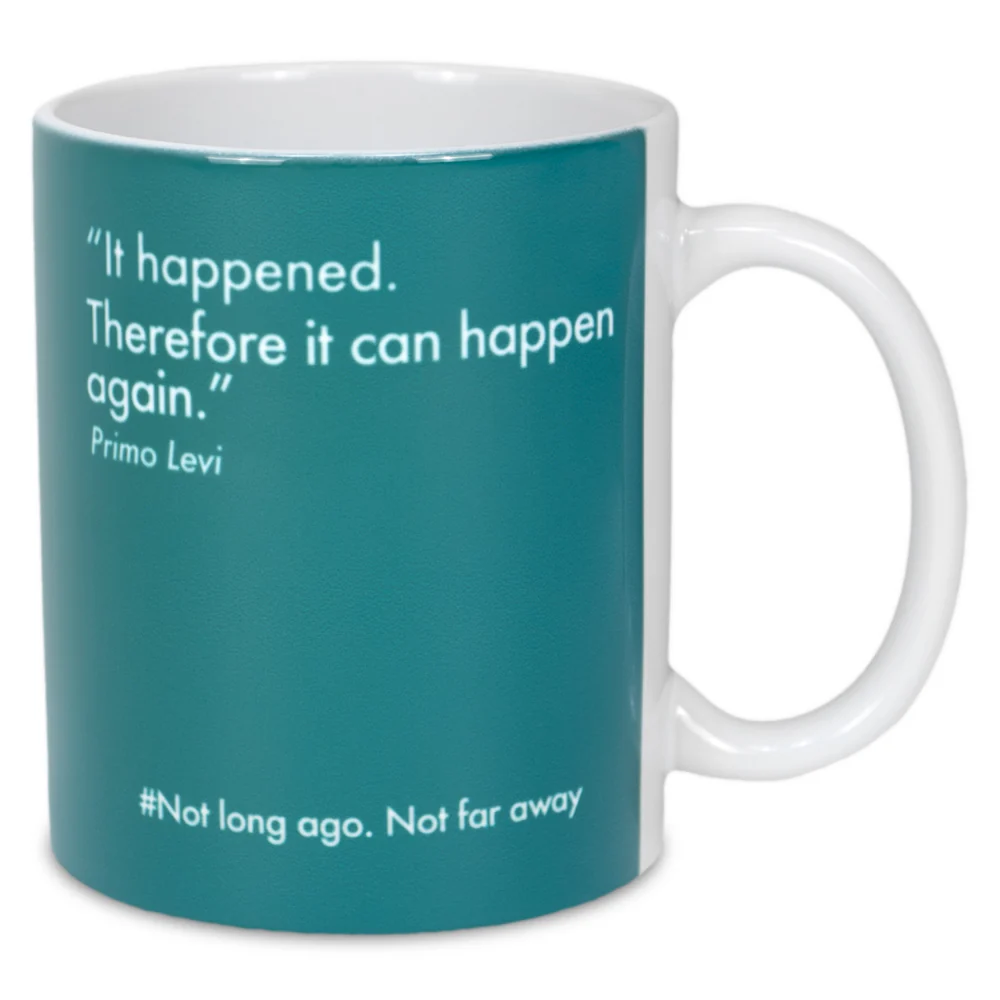Turquoise Auschwitz Exhibition Quote Mug