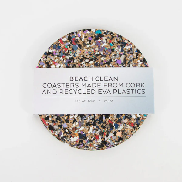 Set of 4 Eco-Friendly Beach Clean Round Coasters