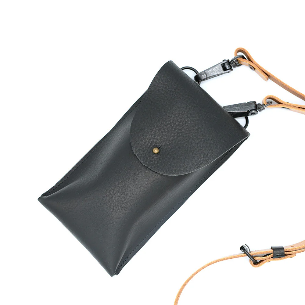 Dive Bag Black with Tan Strap