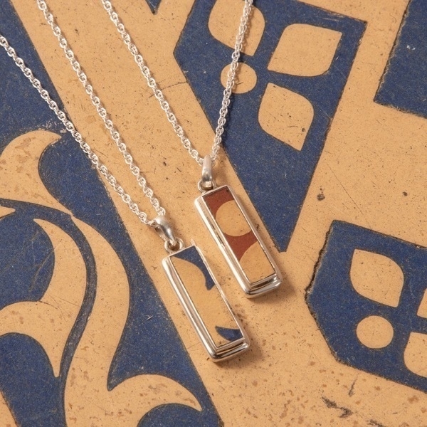 Sterling Silver Encaustic Tile Necklace