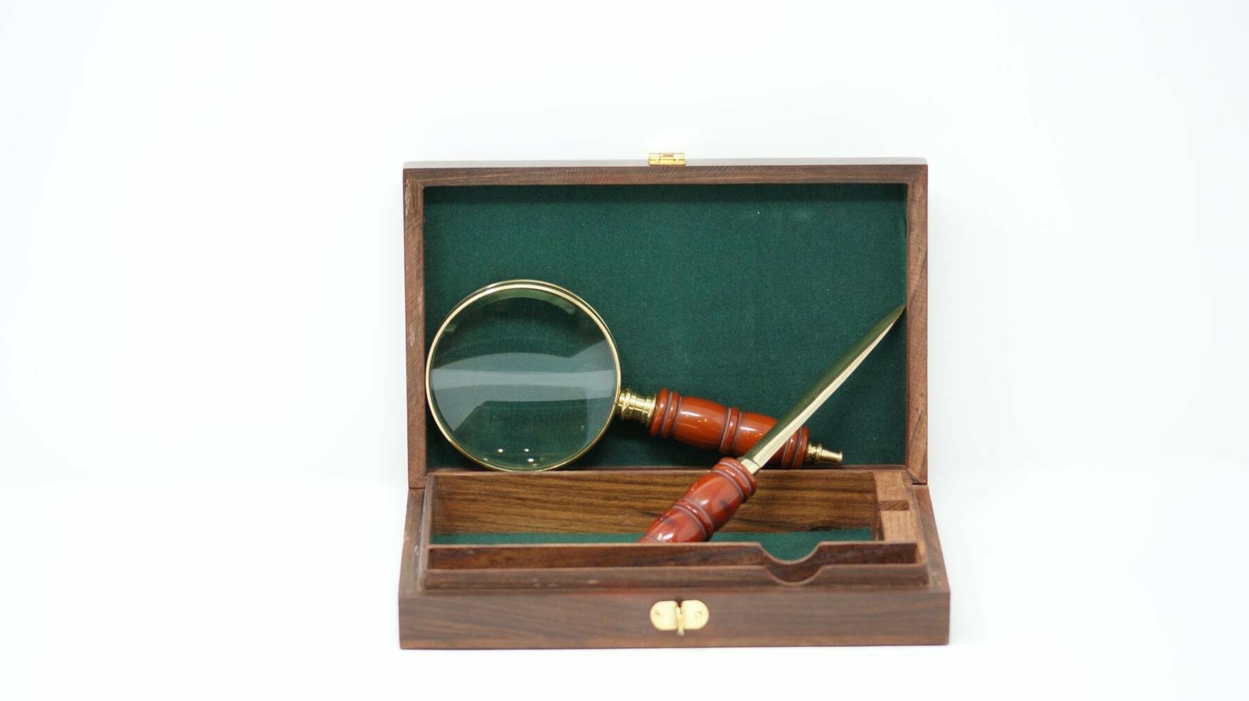 Magnifier & Letter Opener in Wooden Box 
