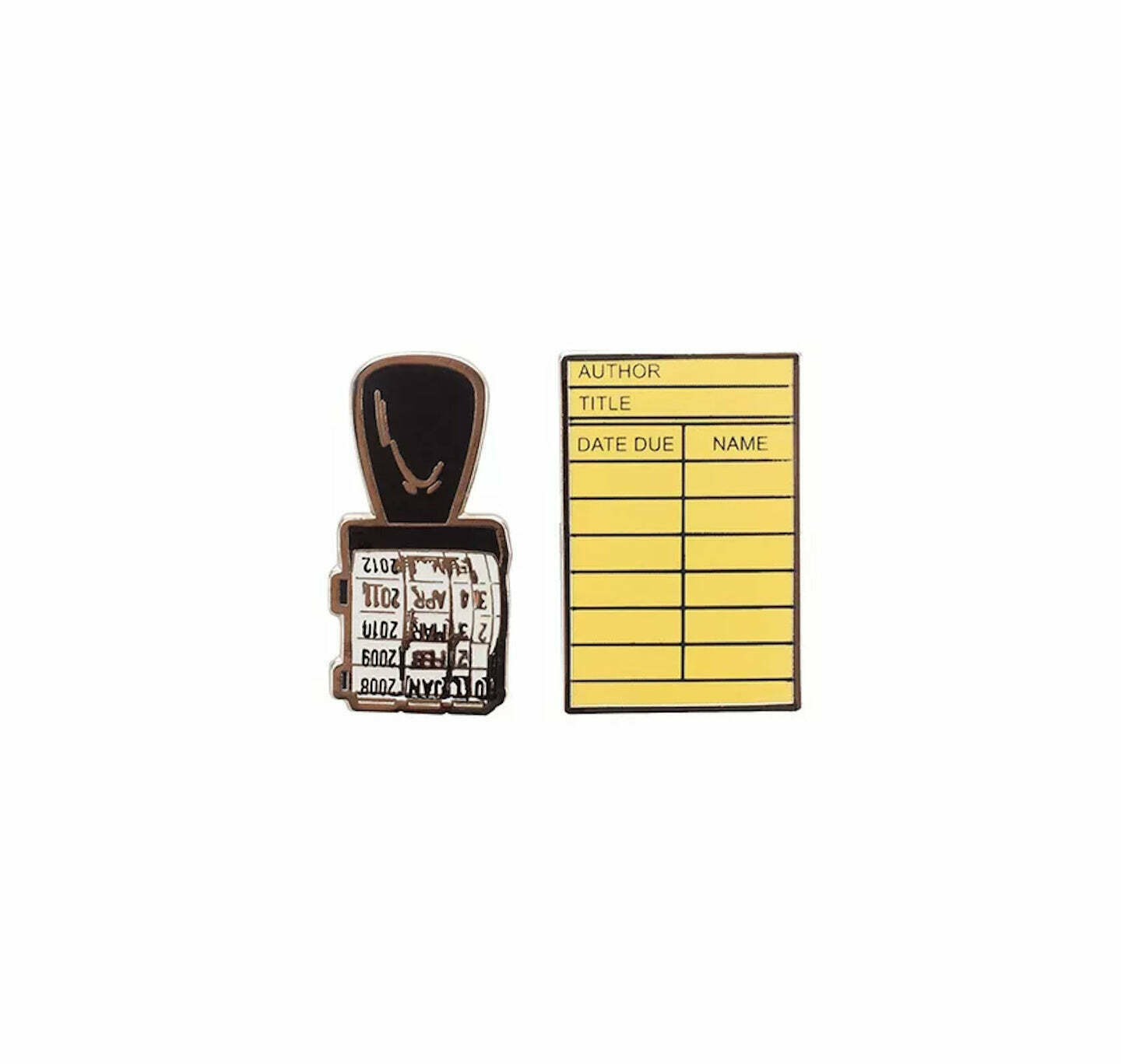 Library Card And Stamp Enamel Pin Set