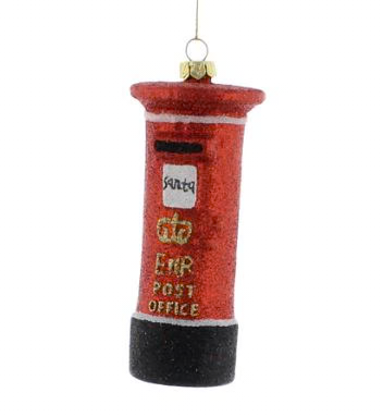 Red Glitter Post Box Christmas Decoration