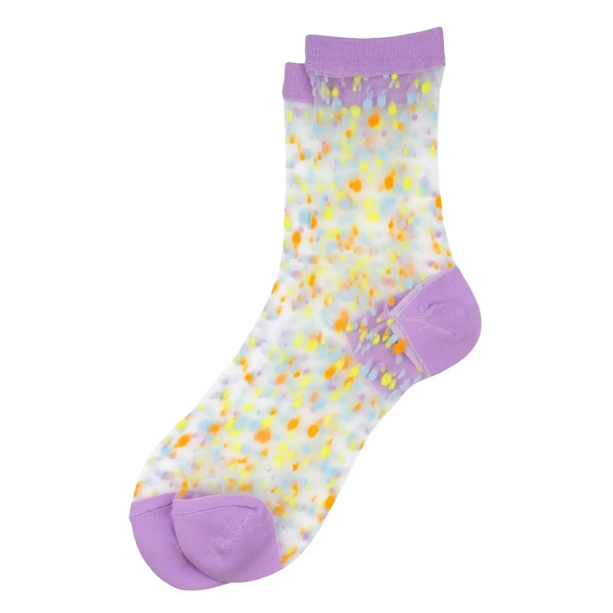 Sheer Speckled Paint-Drop Socks - Purple