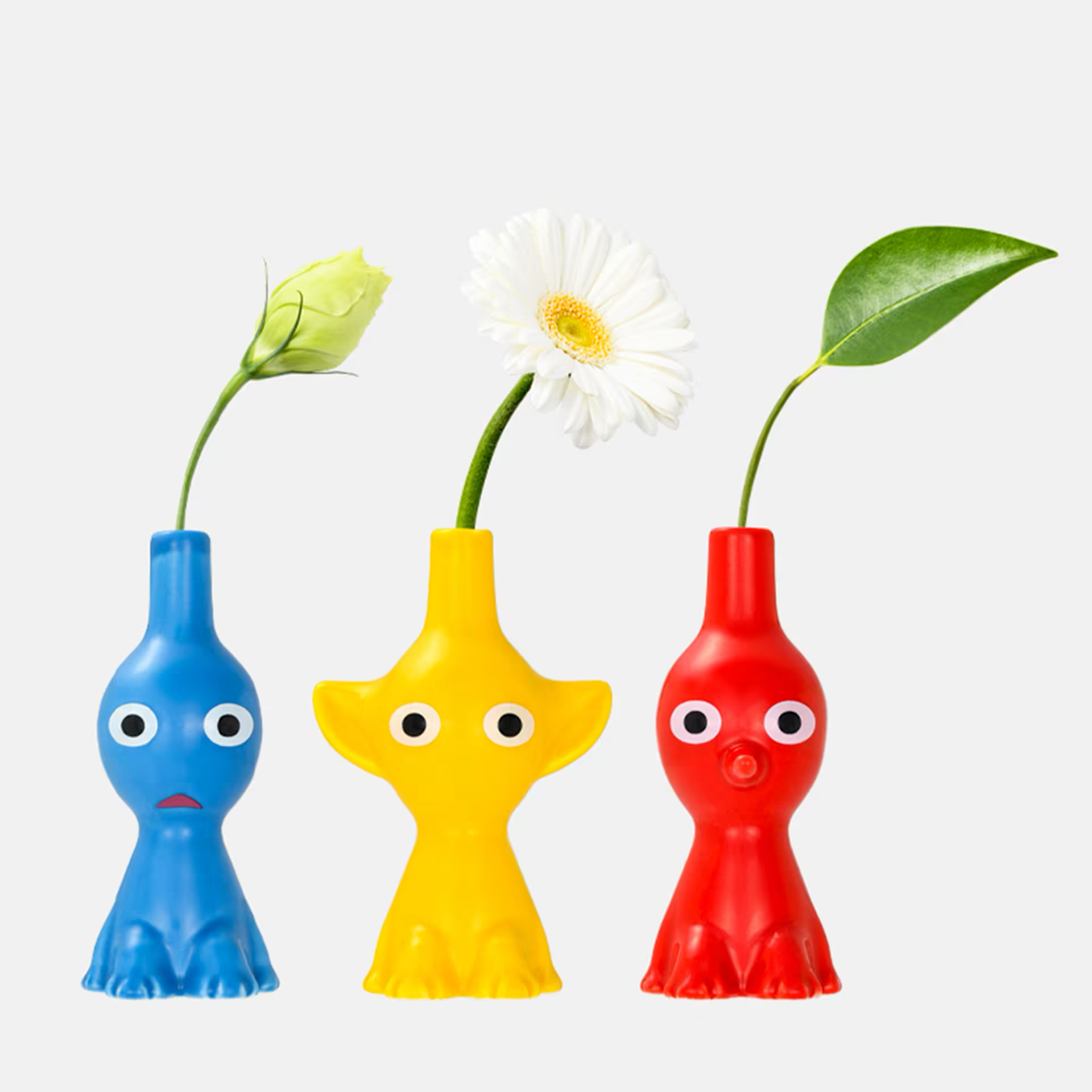 Pikmin Single-Flower Vase Set (Red+Yellow+Blue)