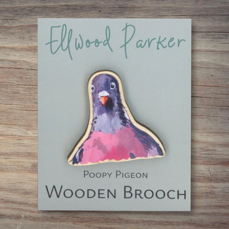 Pigeon Wooden Brooch