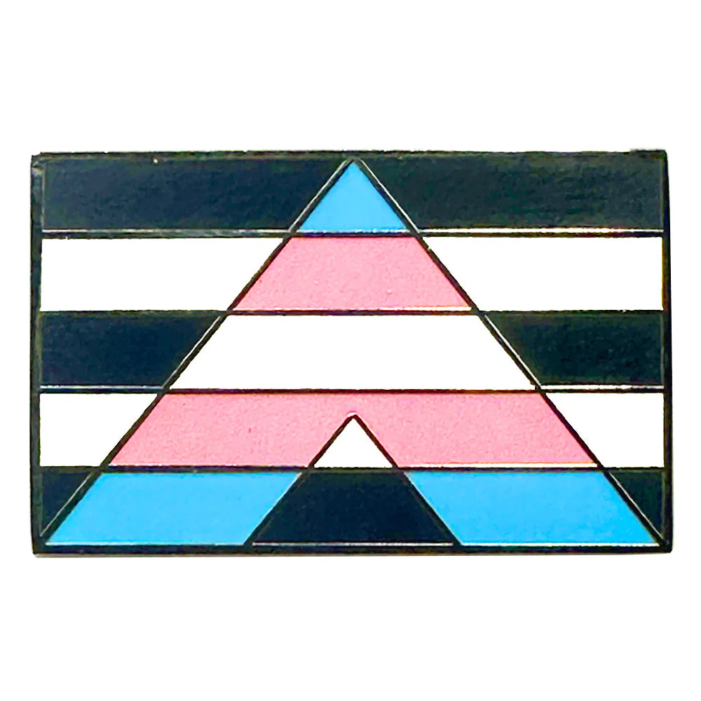 Trans Ally Flag Silver Metal Rectangle Lapel Pin Badge