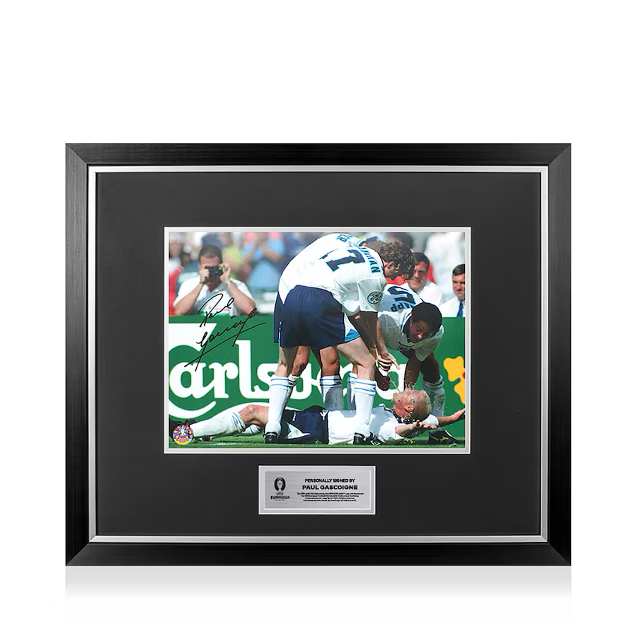 Paul Gascoigne Official Signed and Framed England Photo: Dentist Chair Celebration
