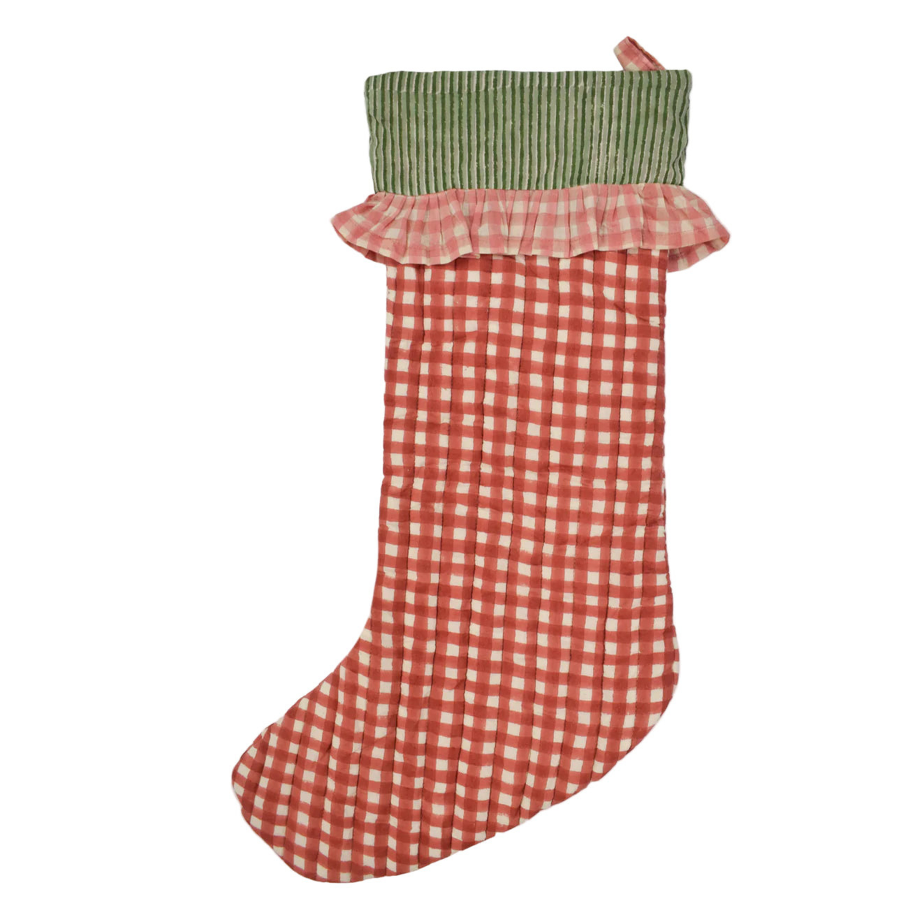 Ginger Red Gingham Cotton Christmas Stocking