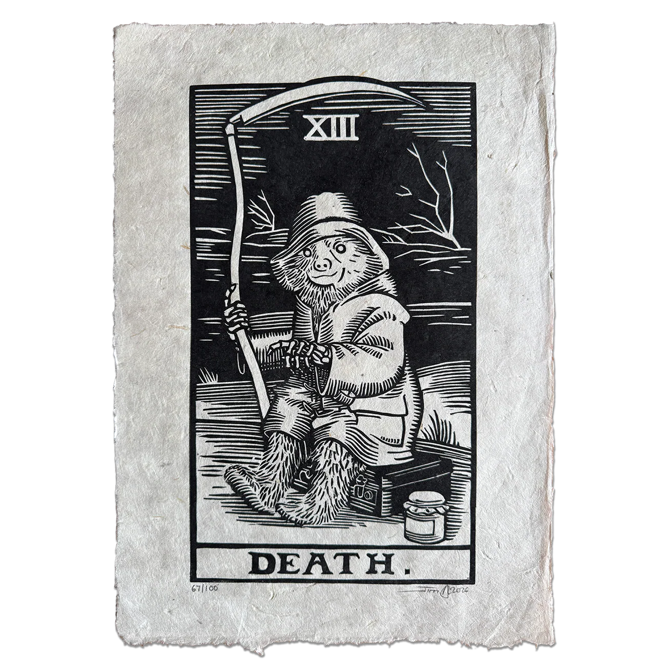 Jim x Anna Lansley: Death Linocut Print