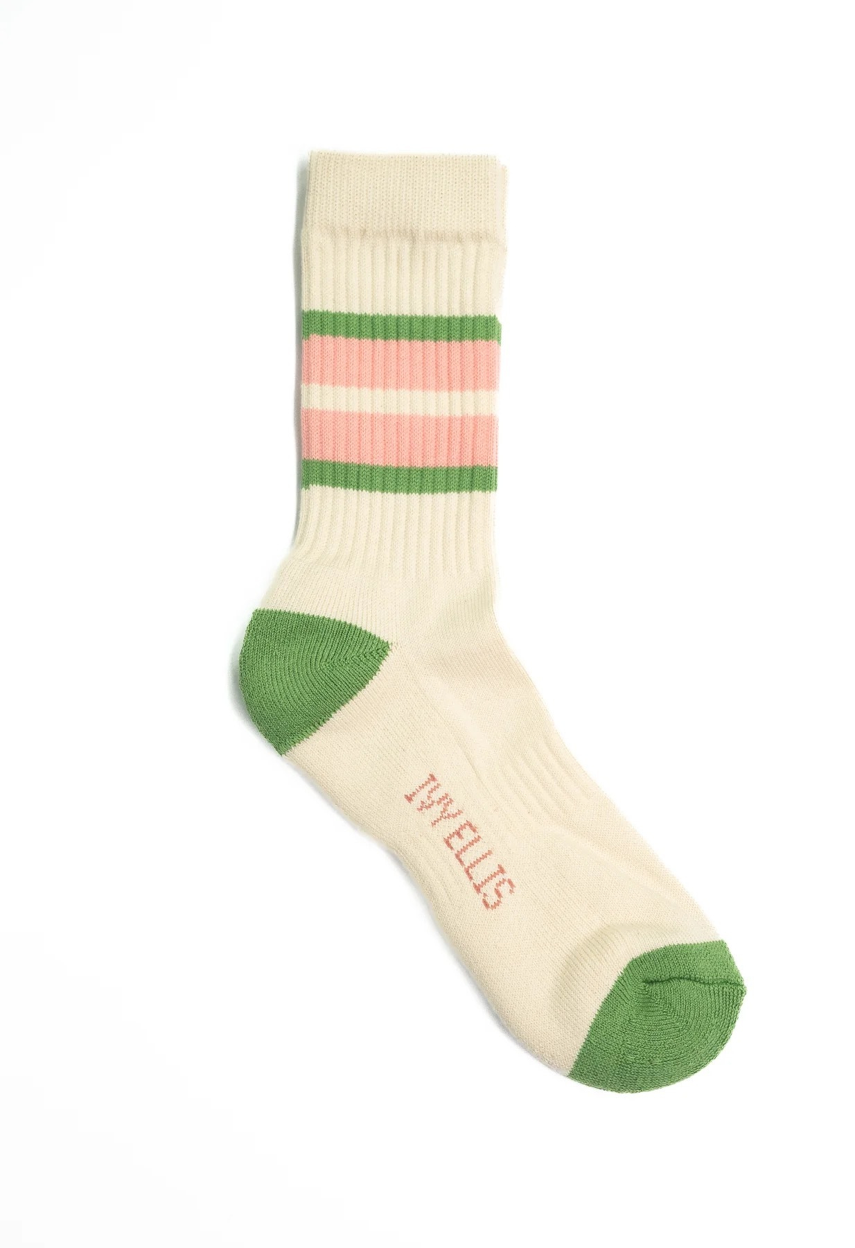 Ivy Ellis - Mazzy Men's Crew Length Pink/Green Stripe Socks