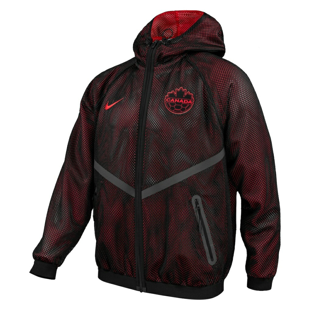 Men's Nike Black Canada Soccer Anthem Mesh Dri-FIT Full-Zip Hooded Jacket
