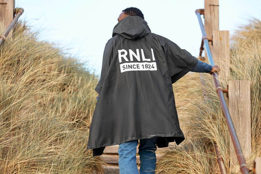 RNLI Since 1824 Reusable Poncho, Black