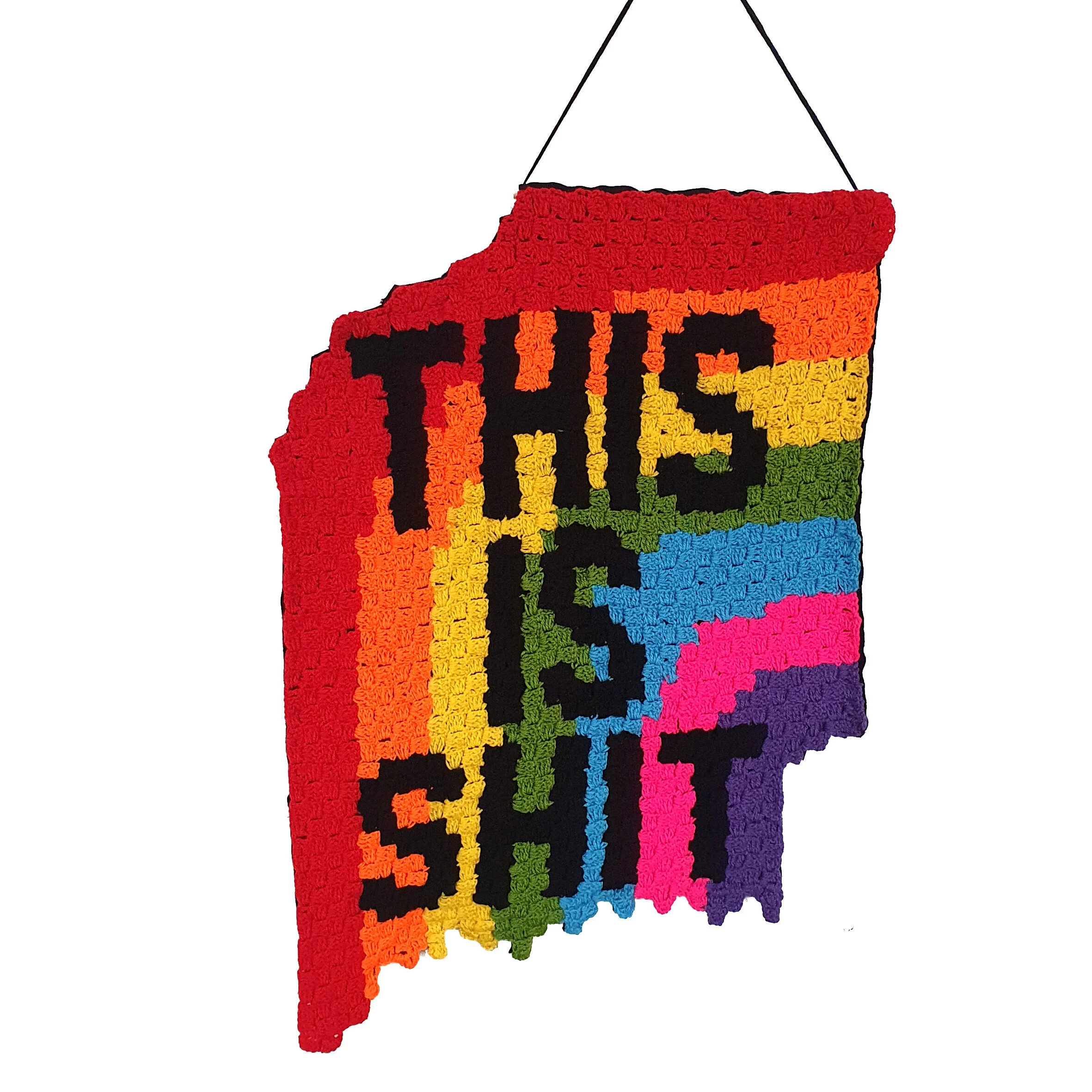 This+is+Shit+C2C+Wall+Hanging.jpg.png This Is Shit - XL Crocheted Wall Hanging - Rainbow